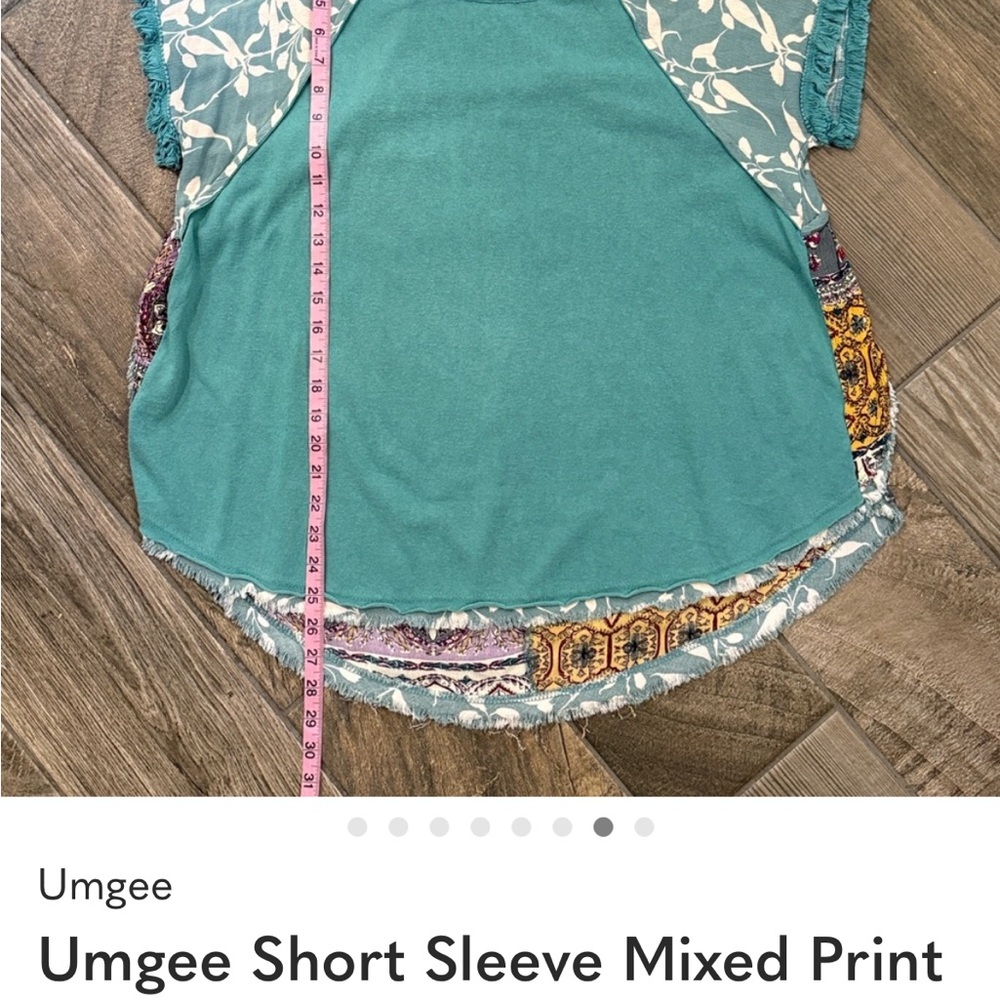 Umgee Short Sleeve Mixed Print Media Boho Top XL - Picture 2 of 7